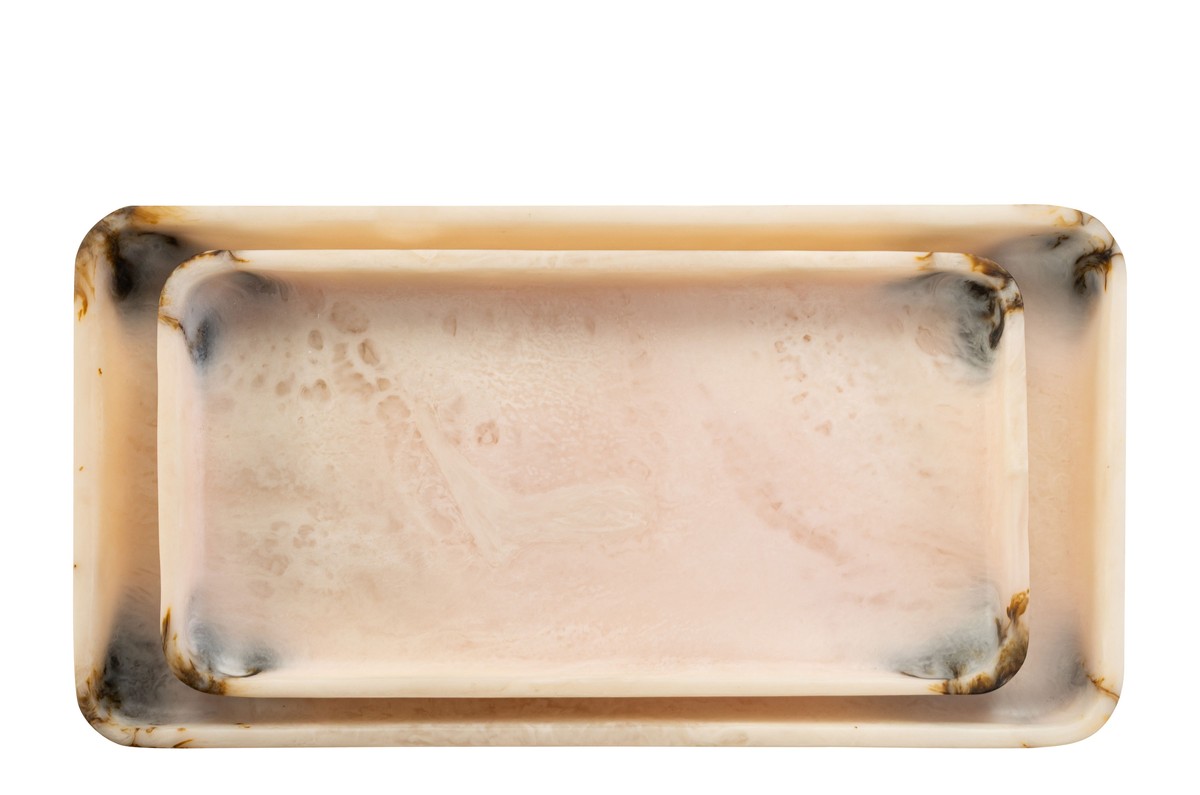 Casa Padrino Bandejas de Lujo Set de 2 Negro / Beige - Elegantes Bandejas Decorativas de Resina Translúcida Negro y Crema - Accesorios de Decoración de Lujo Casa Padrino Bandejas de Lujo Set de 2 Negro / Beige - Elegantes Bandejas Decorativas de Resina Translúcida Negro y Crema - Accesorios de Decoración de Lujo