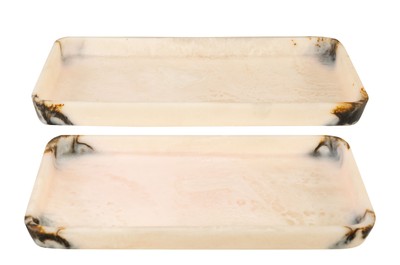 Casa Padrino Luxury Tray Set of 2 Black / Beige - Elegant Decorative Trays made of Translucent Resin in Black and Cream - Luxury Deco Accessories