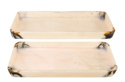 Casa Padrino Bandejas de Lujo Set de 2 Negro / Beige - Elegantes Bandejas Decorativas de Resina Translúcida Negro y Crema - Accesorios de Decoración de Lujo Casa Padrino Bandejas de Lujo Set de 2 Negro / Beige - Elegantes Bandejas Decorativas de Resina Translúcida Negro y Crema - Accesorios de Decoración de Lujo