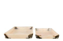 Casa Padrino Bandejas de Lujo Set de 2 Negro / Beige - Elegantes Bandejas Decorativas de Resina Translúcida Negro y Crema - Accesorios de Decoración de Lujo Casa Padrino Bandejas de Lujo Set de 2 Negro / Beige - Elegantes Bandejas Decorativas de Resina Translúcida Negro y Crema - Accesorios de Decoración de Lujo