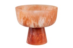 Casa Padrino Cuenco de Lujo Beige / Rojo Vino Ø 25,5 x H. 22 cm - Gran Cuenco Decorativo de Resina Translúcida Rojo Rubí y Crema - Accesorios de Decoración de Lujo