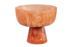 Casa Padrino Cuenco de Lujo Beige / Rojo Vino Ø 25,5 x H. 22 cm - Gran Cuenco Decorativo de Resina Translúcida Rojo Rubí y Crema - Accesorios de Decoración de Lujo