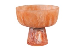 Casa Padrino Cuenco de Lujo Beige / Rojo Vino Ø 25,5 x H. 22 cm - Gran Cuenco Decorativo de Resina Translúcida Rojo Rubí y Crema - Accesorios de Decoración de Lujo
