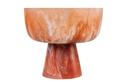 Casa Padrino Cuenco de Lujo Beige / Rojo Vino Ø 25,5 x H. 22 cm - Gran Cuenco Decorativo de Resina Translúcida Rojo Rubí y Crema - Accesorios de Decoración de Lujo