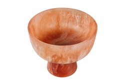 Casa Padrino Cuenco de Lujo Beige / Rojo Vino Ø 25,5 x H. 22 cm - Gran Cuenco Decorativo de Resina Translúcida Rojo Rubí y Crema - Accesorios de Decoración de Lujo
