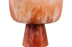 Casa Padrino Cuenco de Lujo Beige / Rojo Vino Ø 25,5 x H. 22 cm - Gran Cuenco Decorativo de Resina Translúcida Rojo Rubí y Crema - Accesorios de Decoración de Lujo