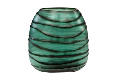 Casa Padrino Luxury Candle Holder Turquoise / Grey 34 x 22.5 x H. 34 cm - Large Hurricane made of Solid Coloured Glass in Aqua and Grey, also usable as a Vase - Luxury Deco Accessories