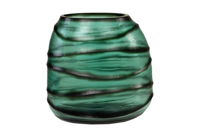 Casa Padrino Luxury Candle Holder Turquoise / Grey 26 x 19.5 x H. 24 cm - Hurricane made of Solid Coloured Glass in Aqua and Grey, also usable as a Vase - Luxury Deco Accessories
