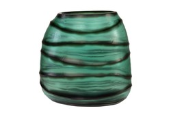 Casa Padrino Portavelas de Lujo Turquesa / Gris 26 x 19,5 x H. 24 cm - Portavelas de Vidrio Macizo de Color Aqua y Gris, Utilizable también como Jarrón - Accesorios de Decoración de Lujo Casa Padrino Portavelas de Lujo Turquesa / Gris 26 x 19,5 x H. 24 cm - Portavelas de Vidrio Macizo de Color Aqua y Gris, Utilizable también como Jarrón - Accesorios de Decoración de Lujo