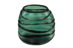 Casa Padrino Portavelas de Lujo Turquesa / Gris 26 x 19,5 x H. 24 cm - Portavelas de Vidrio Macizo de Color Aqua y Gris, Utilizable también como Jarrón - Accesorios de Decoración de Lujo Casa Padrino Portavelas de Lujo Turquesa / Gris 26 x 19,5 x H. 24 cm - Portavelas de Vidrio Macizo de Color Aqua y Gris, Utilizable también como Jarrón - Accesorios de Decoración de Lujo