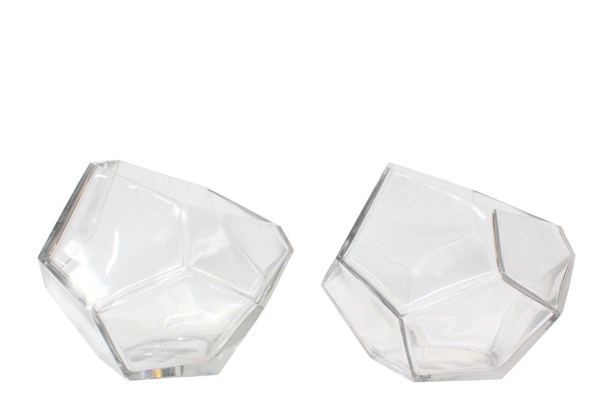 Casa Padrino Cuenco de Lujo Ø 24,5 x H. 19,5 cm - Gran Cuenco Decorativo de Vidrio Transparente Macizo con Facetado de Talla Diamante - Accesorios de Decoración de Lujo Casa Padrino Cuenco de Lujo Ø 24,5 x H. 19,5 cm - Gran Cuenco Decorativo de Vidrio Transparente Macizo con Facetado de Talla Diamante - Accesorios de Decoración de Lujo