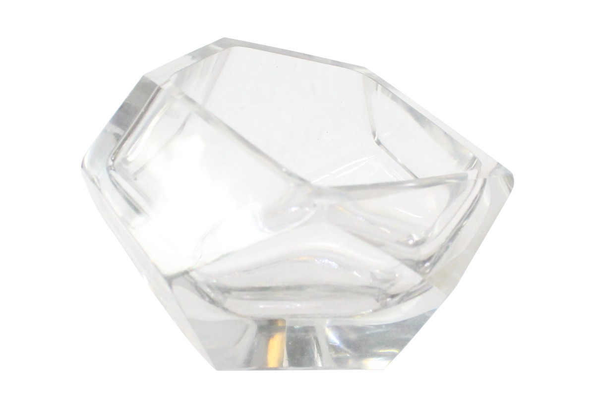 Casa Padrino Cuenco de Lujo Ø 14,5 x H. 11,5 cm - Cuenco Decorativo de Vidrio Transparente Macizo con Facetado de Talla Diamante - Accesorios de Decoración de Lujo Casa Padrino Cuenco de Lujo Ø 14,5 x H. 11,5 cm - Cuenco Decorativo de Vidrio Transparente Macizo con Facetado de Talla Diamante - Accesorios de Decoración de Lujo