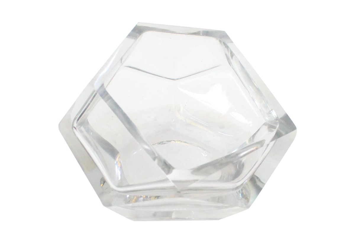 Casa Padrino Cuenco de Lujo Ø 14,5 x H. 11,5 cm - Cuenco Decorativo de Vidrio Transparente Macizo con Facetado de Talla Diamante - Accesorios de Decoración de Lujo Casa Padrino Cuenco de Lujo Ø 14,5 x H. 11,5 cm - Cuenco Decorativo de Vidrio Transparente Macizo con Facetado de Talla Diamante - Accesorios de Decoración de Lujo