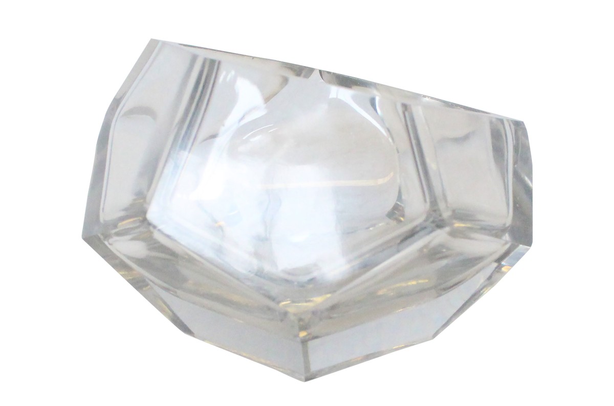 Casa Padrino Cuenco de Lujo Ø 14,5 x H. 11,5 cm - Cuenco Decorativo de Vidrio Transparente Macizo con Facetado de Talla Diamante - Accesorios de Decoración de Lujo Casa Padrino Cuenco de Lujo Ø 14,5 x H. 11,5 cm - Cuenco Decorativo de Vidrio Transparente Macizo con Facetado de Talla Diamante - Accesorios de Decoración de Lujo