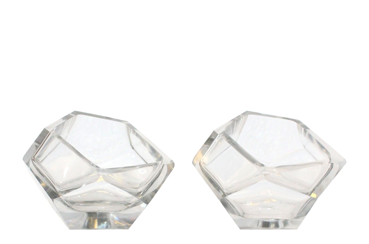 Casa Padrino Cuenco de Lujo Ø 14,5 x H. 11,5 cm - Cuenco Decorativo de Vidrio Transparente Macizo con Facetado de Talla Diamante - Accesorios de Decoración de Lujo Casa Padrino Cuenco de Lujo Ø 14,5 x H. 11,5 cm - Cuenco Decorativo de Vidrio Transparente Macizo con Facetado de Talla Diamante - Accesorios de Decoración de Lujo