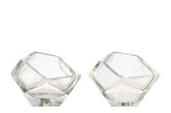 Casa Padrino Cuenco de Lujo Ø 14,5 x H. 11,5 cm - Cuenco Decorativo de Vidrio Transparente Macizo con Facetado de Talla Diamante - Accesorios de Decoración de Lujo Casa Padrino Cuenco de Lujo Ø 14,5 x H. 11,5 cm - Cuenco Decorativo de Vidrio Transparente Macizo con Facetado de Talla Diamante - Accesorios de Decoración de Lujo