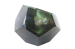 Casa Padrino Cuenco de Lujo Turquesa Ø 24,5 x H. 19,5 cm - Gran Cuenco Decorativo de Vidrio Macizo de Color Aqua con Facetado de Talla Diamante - Accesorios de Decoración de Lujo