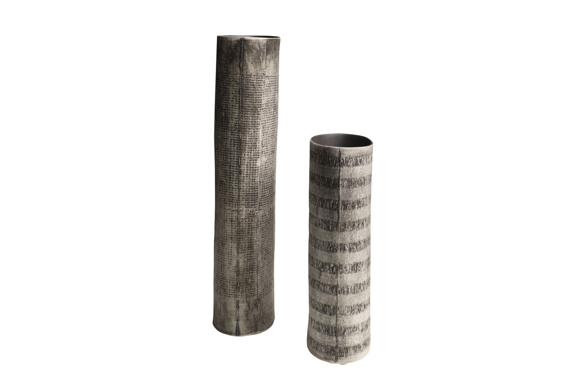 Casa Padrino Set de 2 Jarrones de Lujo Negro / Blanco - 2 Jarrones Ovalados de Porcelana Fina en Blanco y Negro - Accesorios de Decoración de Lujo Casa Padrino Set de 2 Jarrones de Lujo Negro / Blanco - 2 Jarrones Ovalados de Porcelana Fina en Blanco y Negro - Accesorios de Decoración de Lujo