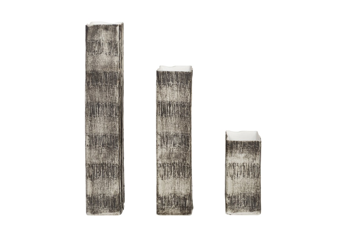 Casa Padrino Set de 3 Jarrones de Lujo Negro / Blanco - 3 Jarrones Rectangulares de Porcelana Fina en Blanco y Negro - Accesorios de Decoración de Lujo Casa Padrino Set de 3 Jarrones de Lujo Negro / Blanco - 3 Jarrones Rectangulares de Porcelana Fina en Blanco y Negro - Accesorios de Decoración de Lujo