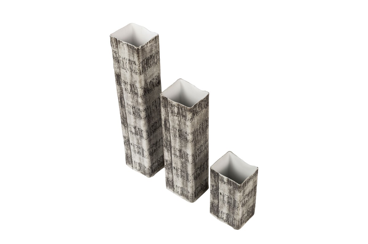 Casa Padrino Set de 3 Jarrones de Lujo Negro / Blanco - 3 Jarrones Rectangulares de Porcelana Fina en Blanco y Negro - Accesorios de Decoración de Lujo Casa Padrino Set de 3 Jarrones de Lujo Negro / Blanco - 3 Jarrones Rectangulares de Porcelana Fina en Blanco y Negro - Accesorios de Decoración de Lujo