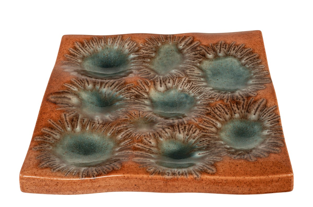 Casa Padrino Bandeja de Lujo Naranja 31,5 x 32,5 x H. 3 cm - Bandeja Decorativa y Relieve de Pared en Forma de Anémona de Fina Porcelana - Accesorios Decorativos de Lujo Casa Padrino Bandeja de Lujo Naranja 31,5 x 32,5 x H. 3 cm - Bandeja Decorativa y Relieve de Pared en Forma de Anémona de Fina Porcelana - Accesorios Decorativos de Lujo