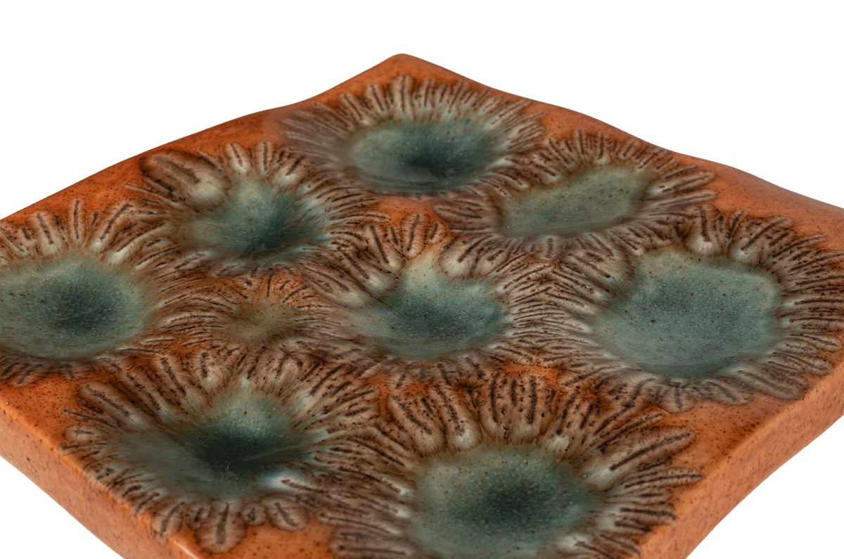 Casa Padrino Bandeja de Lujo Naranja 31,5 x 32,5 x H. 3 cm - Bandeja Decorativa y Relieve de Pared en Forma de Anémona de Fina Porcelana - Accesorios Decorativos de Lujo Casa Padrino Bandeja de Lujo Naranja 31,5 x 32,5 x H. 3 cm - Bandeja Decorativa y Relieve de Pared en Forma de Anémona de Fina Porcelana - Accesorios Decorativos de Lujo