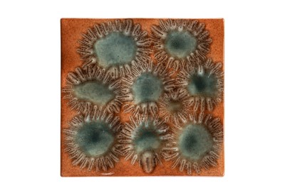 Casa Padrino Luxury Tray Orange 31.5 x 32.5 x H. 3 cm - Decorative Tray and Wall Relief in Anemone Shape made of Fine Porcelain - Luxury Deco Accessories