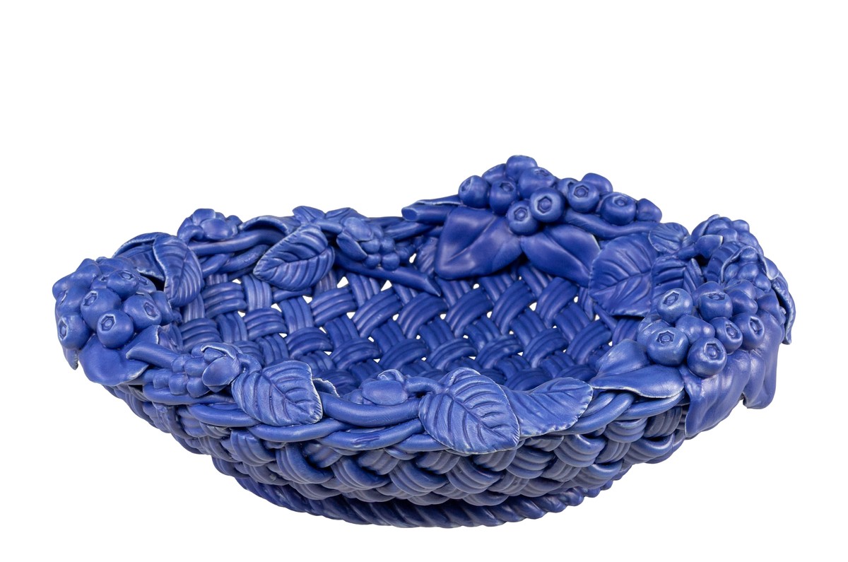 Casa Padrino Cuenco de Lujo Azul Ø 32 x H. 10 cm - Cuenco Decorativo Redondo de Cerámica de Alta Calidad - Accesorios Decorativos de Lujo Casa Padrino Cuenco de Lujo Azul Ø 32 x H. 10 cm - Cuenco Decorativo Redondo de Cerámica de Alta Calidad - Accesorios Decorativos de Lujo