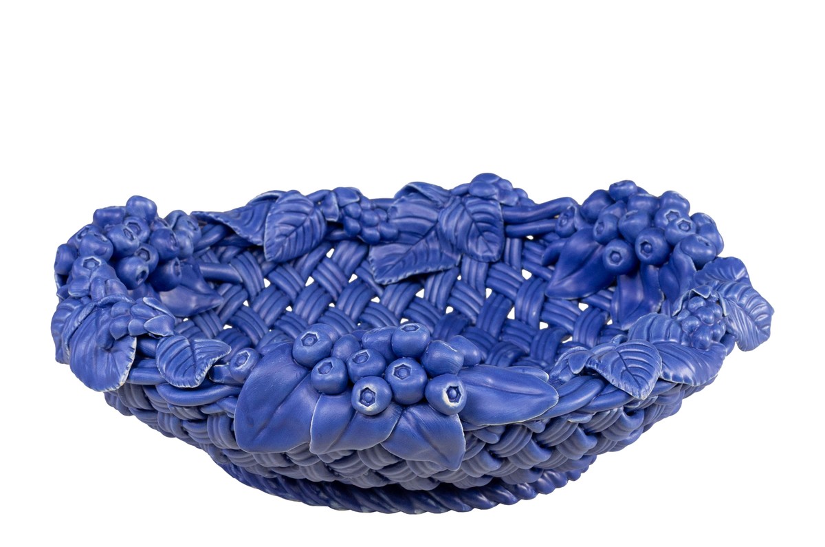 Casa Padrino Cuenco de Lujo Azul Ø 32 x H. 10 cm - Cuenco Decorativo Redondo de Cerámica de Alta Calidad - Accesorios Decorativos de Lujo Casa Padrino Cuenco de Lujo Azul Ø 32 x H. 10 cm - Cuenco Decorativo Redondo de Cerámica de Alta Calidad - Accesorios Decorativos de Lujo