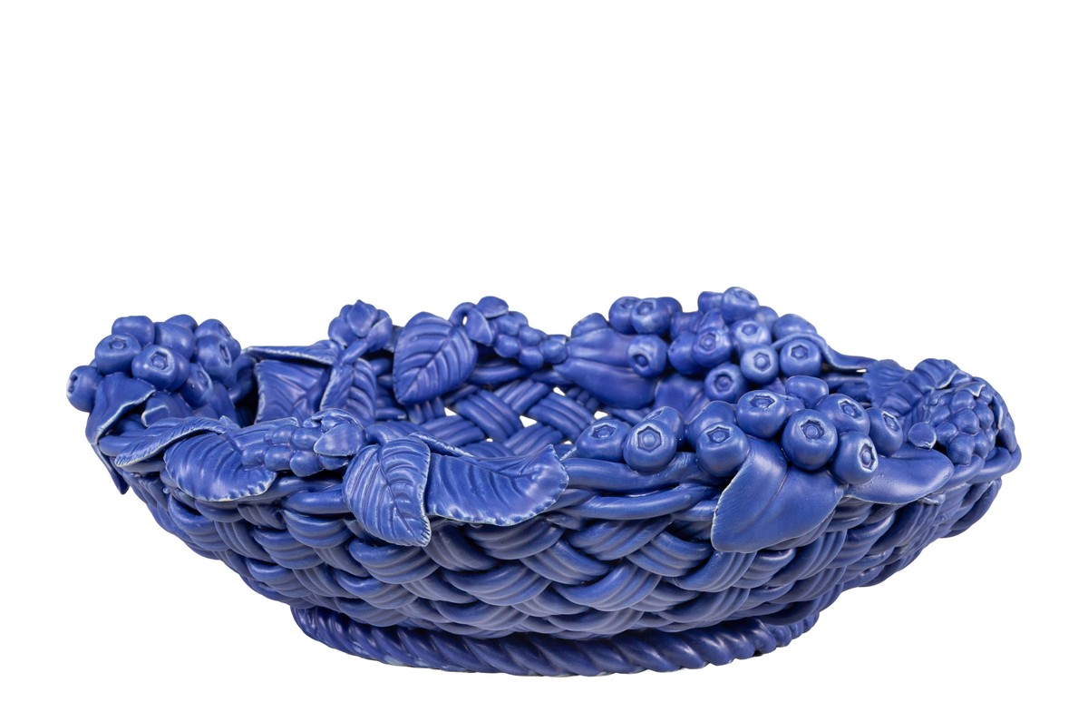 Casa Padrino Cuenco de Lujo Azul Ø 32 x H. 10 cm - Cuenco Decorativo Redondo de Cerámica de Alta Calidad - Accesorios Decorativos de Lujo Casa Padrino Cuenco de Lujo Azul Ø 32 x H. 10 cm - Cuenco Decorativo Redondo de Cerámica de Alta Calidad - Accesorios Decorativos de Lujo