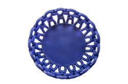 Casa Padrino Cuenco de Lujo Azul Ø 31,5 x H. 12 cm - Cuenco Decorativo Redondo de Cerámica de Alta Calidad con Estructura Trenzada Tipo Cuerda - Accesorios Decorativos de Lujo