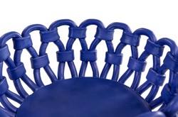Casa Padrino Cuenco de Lujo Azul Ø 31,5 x H. 12 cm - Cuenco Decorativo Redondo de Cerámica de Alta Calidad con Estructura Trenzada Tipo Cuerda - Accesorios Decorativos de Lujo