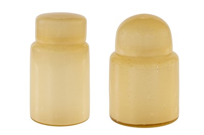 Casa Padrino Luxury Vase Set of 2 Ochre - Two Decorative Vessels made of Solid Coloured Glass - Luxury Deco Accessories