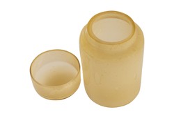 Casa Padrino Luxus Vasen 2er Set Ocker - Zwei Deko Gefäße aus durchgefärbtem Glas - Luxus Deko Accessoires