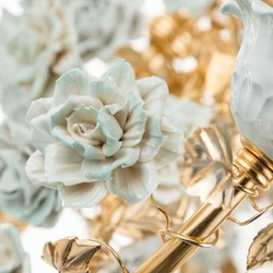 Prunkvoller Luxus Barock Kronleuchter Gold Weiß Grün