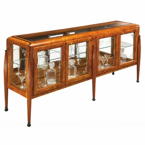Casa Padrino Luxury Biedermeier Sideboard with 4 Glass Doors Brown 190 cm - Biedermeier Furniture - Made in Italy
