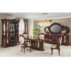 Prunkvolle Luxus Barock Vitrine Dunkelbraun Gold