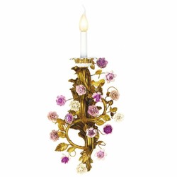 Casa Padrino aplique de pared barroco de lujo con flores de porcelana latón / multicolor Al. 58 cm - Hecho en Italia