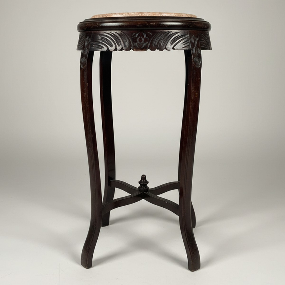 Casa Padrino Columna Barroca Marrón Oscuro Ø 40 x H. 73 cm - Mesa Auxiliar con Tablero de Mármol Casa Padrino Columna Barroca Marrón Oscuro Ø 40 x H. 73 cm - Mesa Auxiliar con Tablero de Mármol