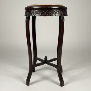Casa Padrino Colonne Baroque Marron Foncé Ø 40 x H. 73 cm - Sellette avec Plateau en Marbre Casa Padrino Colonne Baroque Marron Foncé Ø 40 x H. 73 cm - Sellette avec Plateau en Marbre
