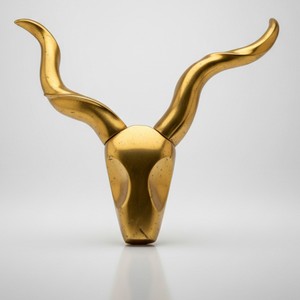 Casa Padrino Décoration Murale de Luxe Tête de Taureau Dorée L. env. 60 cm - Sculpture Longhorn