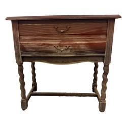 Casa Padrino Vintage Konsolentisch Blau / Braun B. ca. 70 x T. 40 cm - Konsole mit 2 Schubladen