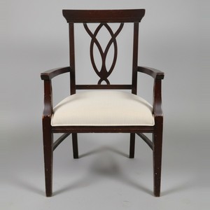 Casa Padrino Fauteuil Acajou Marron / Crème - Chaise de Salle à Manger avec Accoudoirs Casa Padrino Fauteuil Acajou Marron / Crème - Chaise de Salle à Manger avec Accoudoirs