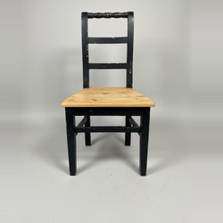 Casa Padrino Silla de Comedor Estilo Campo Negro / Natural - Silla de Madera Maciza Casa Padrino Silla de Comedor Estilo Campo Negro / Natural - Silla de Madera Maciza