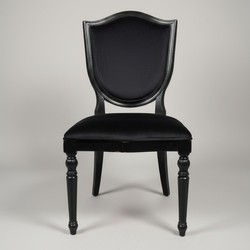 Casa Padrino Silla Negra de Terciopelo - Silla con Respaldo de Escudo Casa Padrino Silla Negra de Terciopelo - Silla con Respaldo de Escudo