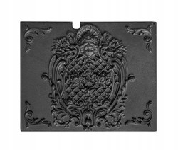 Casa Padrino Placa de Chimenea de Hierro Fundido Negro 54,5 x 40 cm - Trasera de Hogar con relieve de mascarón - Accesorios de Chimenea