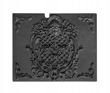Casa Padrino Plaque de Cheminée en Fonte Noire 48 x 39 cm - Contrecoeur avec relief à mascaron - Accessoires de Cheminée Casa Padrino Plaque de Cheminée en Fonte Noire 48 x 39 cm - Contrecoeur avec relief à mascaron - Accessoires de Cheminée