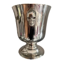 Casa Padrino Luxus Sektkühler Silber mit Totenkopf Griffen - Weinkühler im Pokal Design Casa Padrino Luxus Sektkühler Silber mit Totenkopf Griffen - Weinkühler im Pokal Design