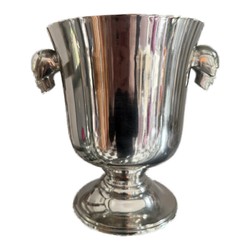 Casa Padrino Luxus Sektkühler Silber mit Totenkopf Griffen - Weinkühler im Pokal Design Casa Padrino Luxus Sektkühler Silber mit Totenkopf Griffen - Weinkühler im Pokal Design