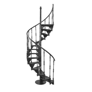 Casa Padrino Gusseisen Wendeltreppe Schwarz Ø 133 x H. 304 cm - Rustikale Spiraltreppe mit 15 Stufen - Massive Gusseisen Treppe